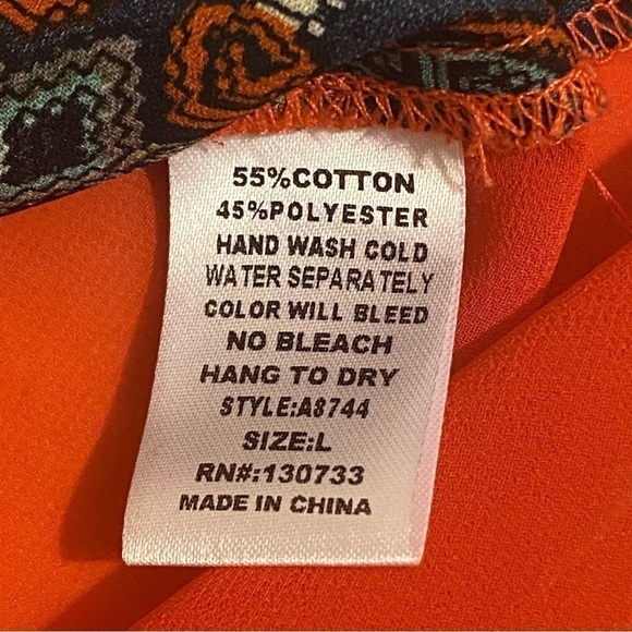 UMGEE Cover Up Women’s Orange Back Sheer Buttons Top Size L Cap Sleeves - Picture 7 of 9